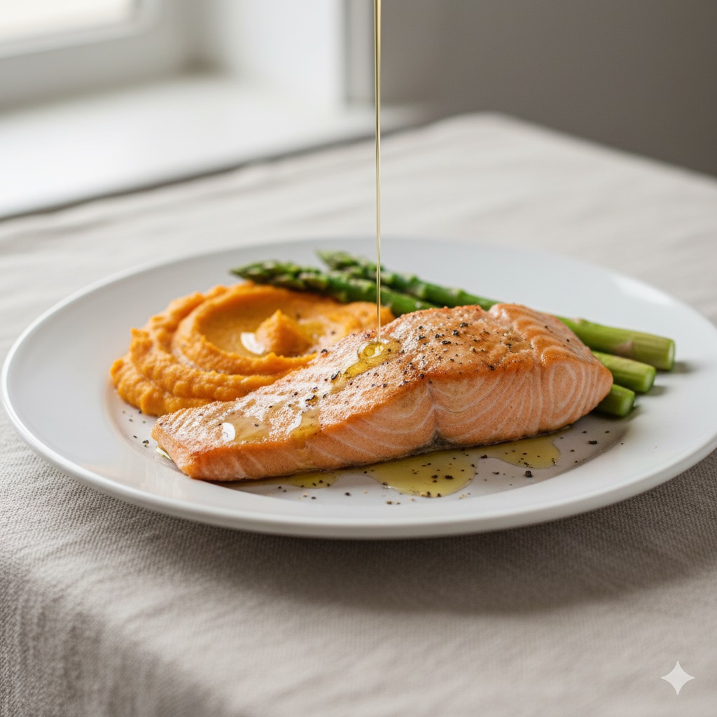 Salmão Assado com Purê